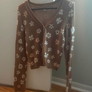 American Eagle Outfitters Brown Floral Cardigan